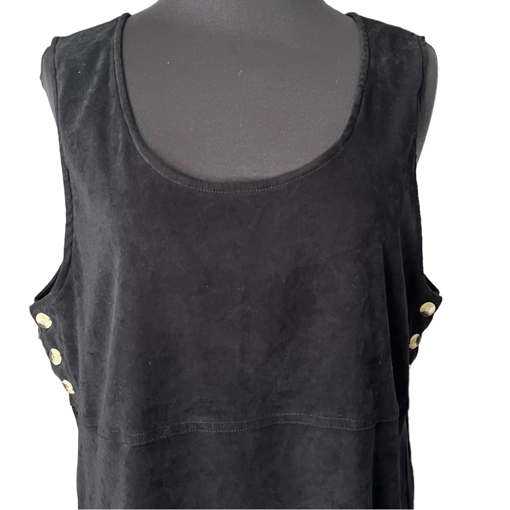 Vintage black velour maxi dress sleeveless L - Picture 4 of 11